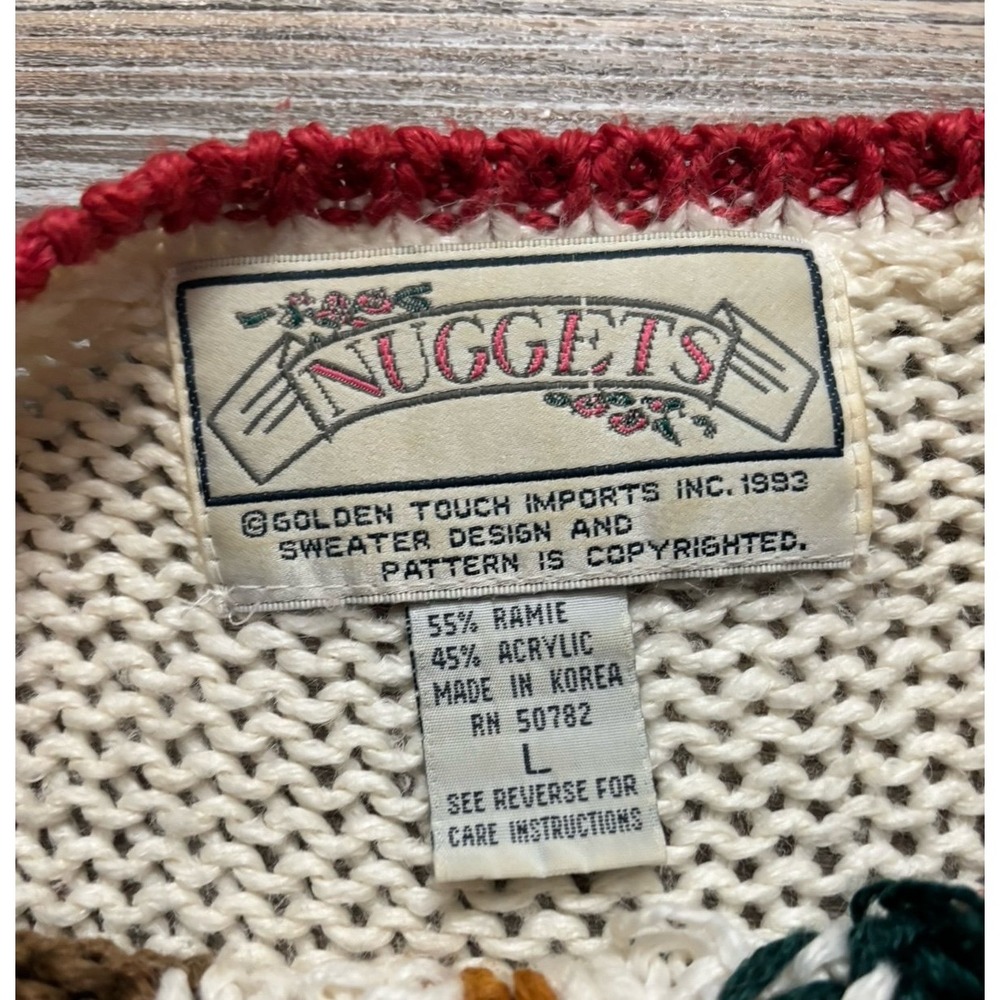 Vintage NUGGETS 1993 knitted crewneck sweater size large - Picture 4 of 11